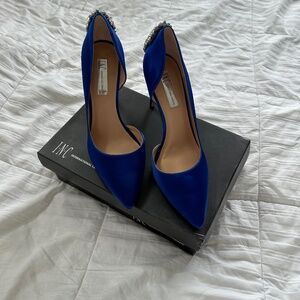 Blue satin shoes
